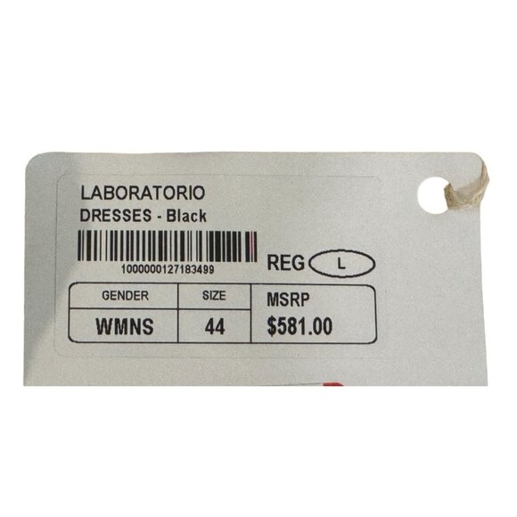 Laboratorio Black Sheath Dress Long Sleeve Ruff Edge Cuffs/Hem Retails $581 - Picture 6 of 6